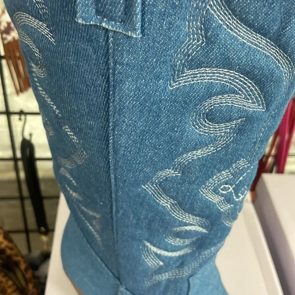 Just arrived blue denim cowboy boots - Picture 10 of 13